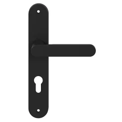 Ensemble poignée sur plaque rond GoodHome Minzh effet nickel noir L.120mm x l.40mm entraxe 195mm