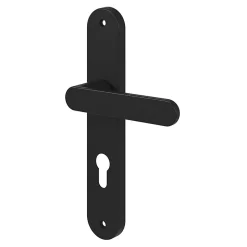Ensemble poignée sur plaque rond GoodHome Minzh effet nickel noir L.120mm x l.40mm entraxe 195mm