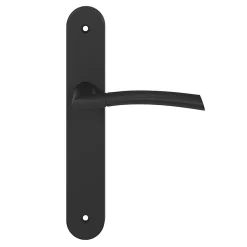 Ensemble poignée sur plaque rond GoodHome Hirel effet nickel mat noir L.128mm x l.40mm entraxe 195mm