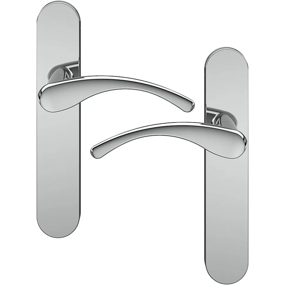 Ensemble poignée sur plaque rond GoodHome Ruis effet chromé gris L.138.5mm x l.42mm entraxe 165-195mm