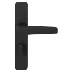 Ensemble poignée sur plaque rectangulaire à condamnation GoodHome Kerver effet nickel mat noir L.128mm x l.42mm entraxe 165-195mm