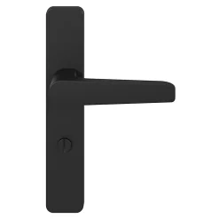 Ensemble poignée sur plaque rectangulaire à condamnation GoodHome Kerver effet nickel mat noir L.128mm x l.42mm entraxe 165-195mm