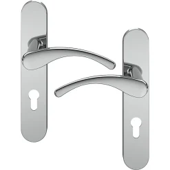 Ensemble poignée sur plaque rondcylindre GoodHome Ruis effet chromé gris L.138.5mm x l.42mm entraxe 165-195mm
