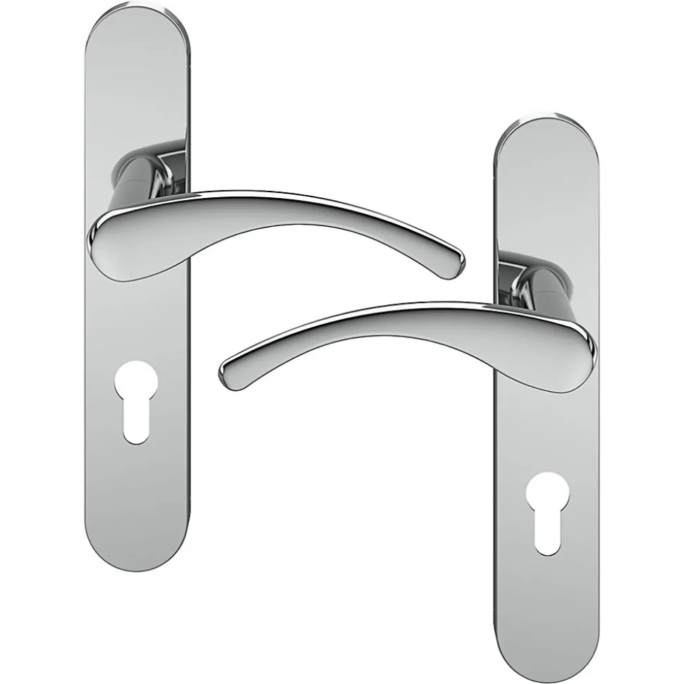 Ensemble poignée sur plaque rondcylindre GoodHome Ruis effet chromé gris L.138.5mm x l.42mm entraxe 165-195mm