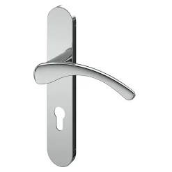 Ensemble poignée sur plaque rondcylindre GoodHome Ruis effet chromé gris L.138.5mm x l.42mm entraxe 165-195mm