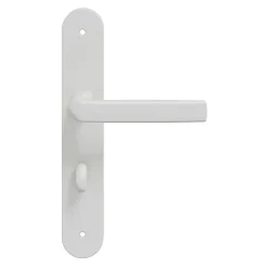 Ensemble poignée sur plaque Incurvé à condamnation GoodHome Primel mat blanc L.126mm x l.40mm entraxe 195mm