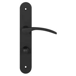 Ensemble poignée sur plaque rond à condamnation GoodHome Beare effet nickel mat noir L.110.5mm x l.40mm entraxe 195mm