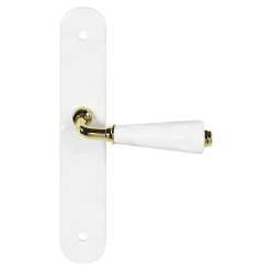 Ensemble poignée sur plaque Droit GoodHome Porcelaine Vras blanc L.115mm x l.45mm entraxe 195mm