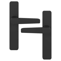 Ensemble poignée sur plaque rectangulaire GoodHome Kerver effet nickel mat noir L.128mm x l.42mm entraxe 165-195mm