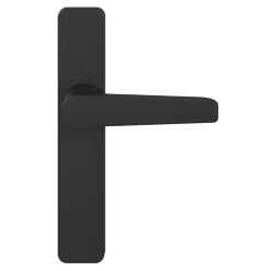 Ensemble poignée sur plaque rectangulaire GoodHome Kerver effet nickel mat noir L.128mm x l.42mm entraxe 165-195mm