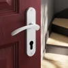 Ensemble poignée sur plaque rondcylindre GoodHome Beare mat blanc L.110.5mm x l.40mm entraxe 165mm