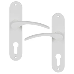 Ensemble poignée sur plaque rondcylindre GoodHome Beare mat blanc L.110.5mm x l.40mm entraxe 165mm
