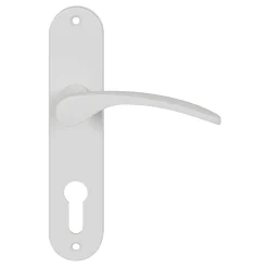 Ensemble poignée sur plaque rondcylindre GoodHome Beare mat blanc L.110.5mm x l.40mm entraxe 165mm