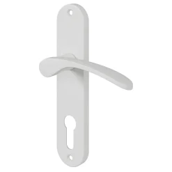 Ensemble poignée sur plaque rondcylindre GoodHome Beare mat blanc L.110.5mm x l.40mm entraxe 165mm