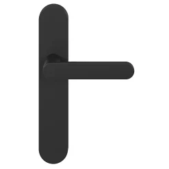 Ensemble poignée sur plaque rond GoodHome Minzh effet nickel mat noir L.120mm x l.42mm entraxe 165-195mm