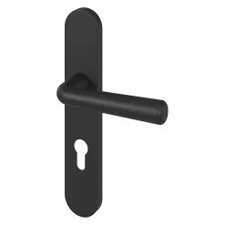 Ensemble poignée sur plaque rondcylindre GoodHome Dizel effet nickel mat noir L.121.5mm x l.42mm entraxe 165-195mm