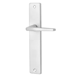 Ensemble poignée sur plaque rectangulaire Colan effet argenté satin gris L.106mm x l.39.8mm entraxe 195mm