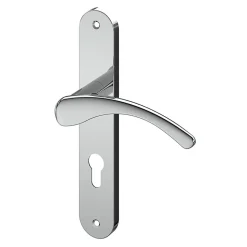 Ensemble poignée sur plaque rond GoodHome Ruis effet chromé gris L.138.5mm x l.40mm entraxe 195mm