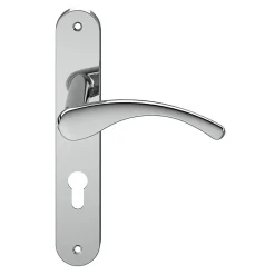 Ensemble poignée sur plaque rond GoodHome Ruis effet chromé gris L.138.5mm x l.40mm entraxe 195mm