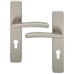 Ensemble poignée sur plaque rectangulairecylindre GoodHome Irvil effet nickel satin gris L.126.5mm x l.42mm entraxe 165-195mm