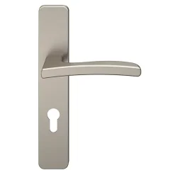 Ensemble poignée sur plaque rectangulairecylindre GoodHome Irvil effet nickel satin gris L.126.5mm x l.42mm entraxe 165-195mm