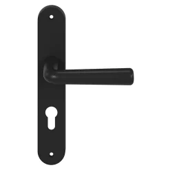 Ensemble poignée sur plaque rond GoodHome Dizel effet nickel noir L.121.5mm x l.40mm entraxe 195mm
