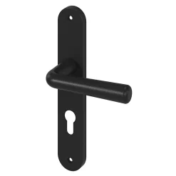 Ensemble poignée sur plaque rond GoodHome Dizel effet nickel noir L.121.5mm x l.40mm entraxe 195mm