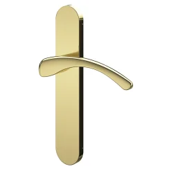 Ensemble poignée sur plaque rond GoodHome Ruis effet laiton doré L.138.5mm x l.42mm entraxe 165-195mm