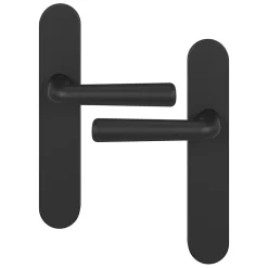 Ensemble poignée sur plaque rond GoodHome Dizel effet nickel mat noir L.121.5mm x l.42mm entraxe 165-195mm