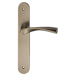 Ensemble poignée sur plaque rond GoodHome Breage effet laiton satin doré L.120.5mm x l.40mm entraxe 195mm