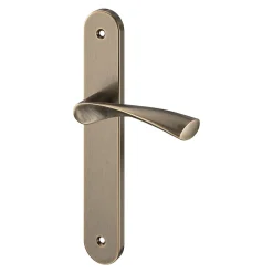 Ensemble poignée sur plaque rond GoodHome Breage effet laiton satin doré L.120.5mm x l.40mm entraxe 195mm