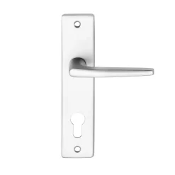 Ensemble poignée sur plaque rectangulaire Colan effet argenté satin gris chromé L.106mm x l.39.8mm entraxe 165mm