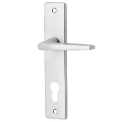 Ensemble poignée sur plaque rectangulaire Colan effet argenté satin gris chromé L.106mm x l.39.8mm entraxe 165mm