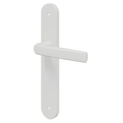 Ensemble poignée sur plaque Incurvé GoodHome Primel mat blanc L.126mm x l.40mm entraxe 195mm
