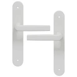 Ensemble poignée sur plaque Incurvé GoodHome Primel mat blanc L.126mm x l.40mm entraxe 195mm