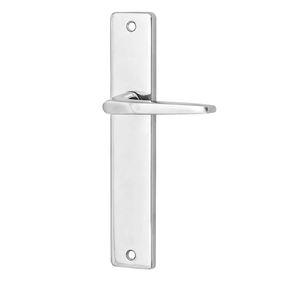 Ensemble poignée sur plaque rectangulaire Colan effet chromé brillant gris L.106mm x l.39.8mm entraxe 195mm