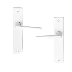 Ensemble poignée sur plaque rectangulaire Colan satin blanc L.106mm x l.39.8mm entraxe 165mm