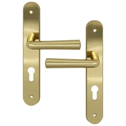 Ensemble poignée sur plaque rondcylindre GoodHome Tudy effet laiton brillant doré L.119mm x l.41mm entraxe 195mm