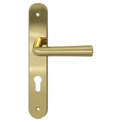Ensemble poignée sur plaque rondcylindre GoodHome Tudy effet laiton brillant doré L.119mm x l.41mm entraxe 195mm
