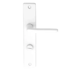 Ensemble poignée sur plaque rectangulaire à condamnation Colan satin blanc L.106mm x l.39.8mm entraxe 195mm