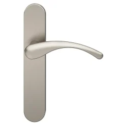 Ensemble poignée sur plaque rond GoodHome Ruis effet nickel satin gris L.138.5mm x l.42mm entraxe 165-195mm