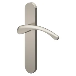 Ensemble poignée sur plaque rond GoodHome Ruis effet nickel satin gris L.138.5mm x l.42mm entraxe 165-195mm