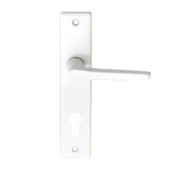 Ensemble poignée sur plaque cylindre rectangulaire Colan satin blanc L.106mm x l.39.8mm entraxe 165mm