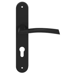 Ensemble poignée sur plaque rond GoodHome Hirel effet nickel noir L.128mm x l.40mm entraxe 195mm