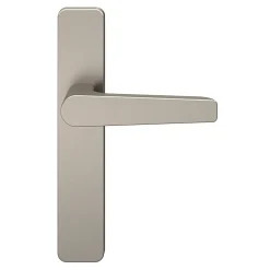 Ensemble poignée sur plaque rectangulaire GoodHome Kerver effet nickel satin gris L.128mm x l.42mm entraxe 165-195mm