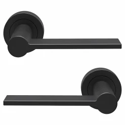 Ensemble poignée sur rosace Droit à visser GoodHome Dotz mat noir Ø52mm