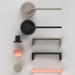 Ensemble poignée sur rosace Droit à visser GoodHome Dotz mat noir Ø52mm
