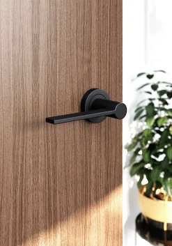 Ensemble poignée sur rosace Droit à visser GoodHome Dotz mat noir Ø52mm