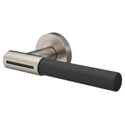 Ensemble poignée sur rosace rond à visser GoodHome Hezo effet nickel satin gris Ø50mm