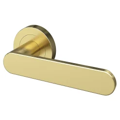 Ensemble poignée sur rosace rond à visser GoodHome Minzh effet laiton satin or Ø50mm